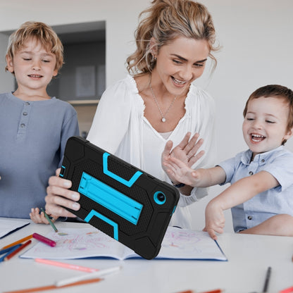 For Samsung Galaxy Tab A9 Contrast Color Robot Silicone Hybrid PC Tablet Case with Holder(Black Blue) by bashfashion