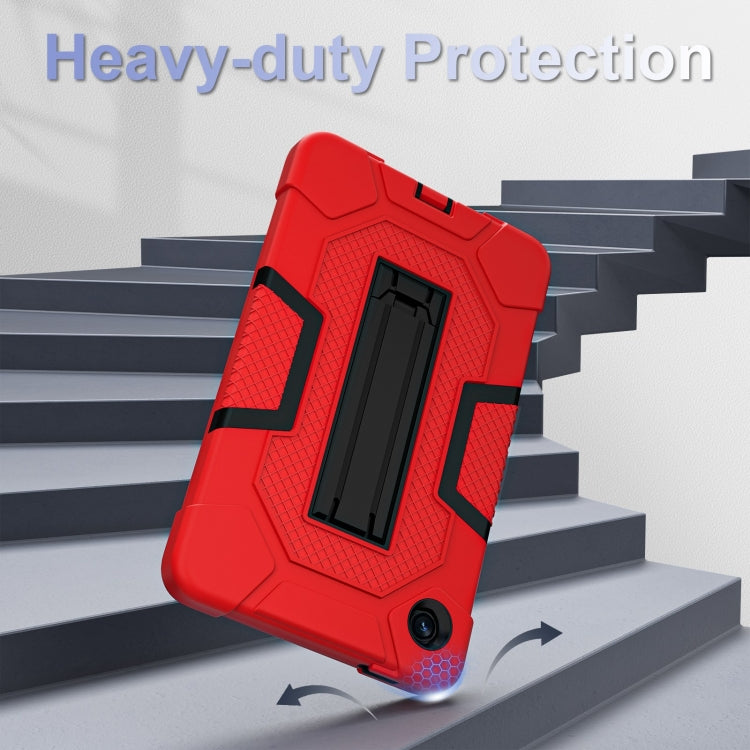 For Samsung Galaxy Tab A9 Contrast Color Robot Silicone Hybrid PC Tablet Case with Holder(Red Black) by bashfashion
