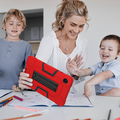 For Samsung Galaxy Tab A9 Contrast Color Robot Silicone Hybrid PC Tablet Case with Holder(Red Black) by bashfashion