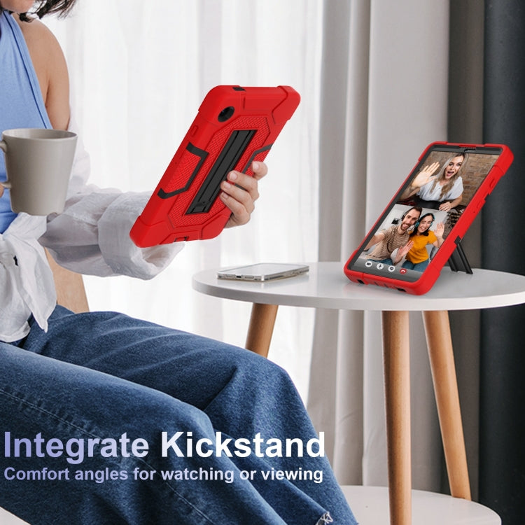 For Samsung Galaxy Tab A9 Contrast Color Robot Silicone Hybrid PC Tablet Case with Holder(Red Black) by bashfashion