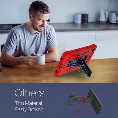 For Samsung Galaxy Tab A9 Contrast Color Robot Silicone Hybrid PC Tablet Case with Holder(Red Black) by bashfashion