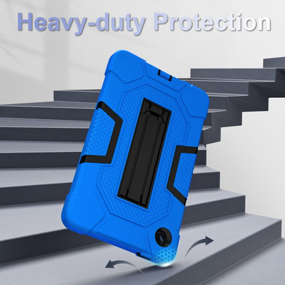 For Samsung Galaxy Tab A9 Contrast Color Robot Silicone Hybrid PC Tablet Case with Holder(Blue Black) by bashfashion