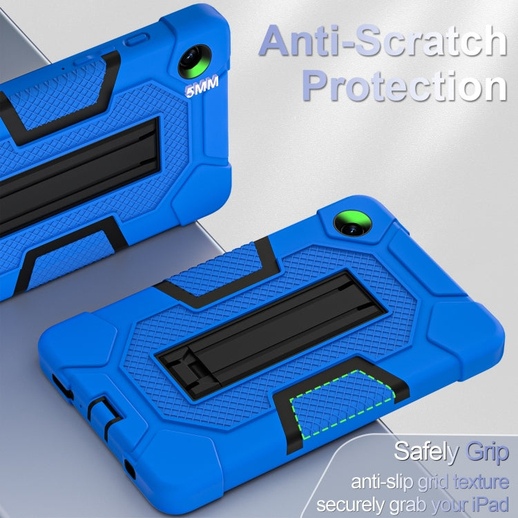 For Samsung Galaxy Tab A9 Contrast Color Robot Silicone Hybrid PC Tablet Case with Holder(Blue Black) by bashfashion