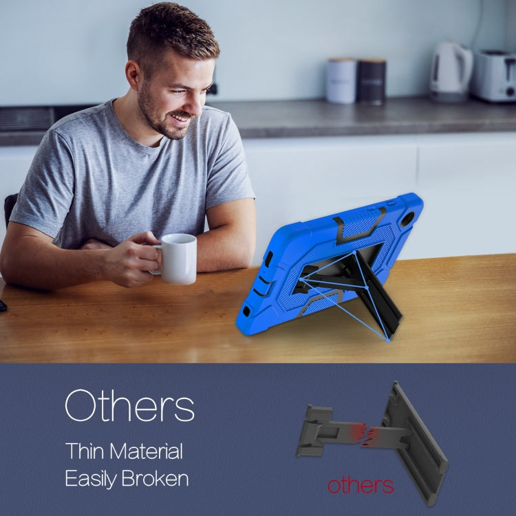 For Samsung Galaxy Tab A9 Contrast Color Robot Silicone Hybrid PC Tablet Case with Holder(Blue Black) by bashfashion