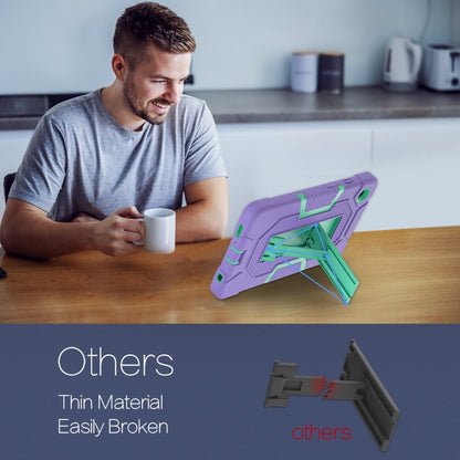 For Samsung Galaxy Tab A9 Contrast Color Robot Silicone Hybrid PC Tablet Case with Holder(Purple Mint Green) by bashfashion