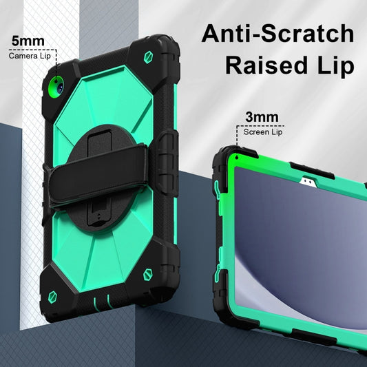 For Samsung Galaxy Tab A9+ Contrast Color Robot C2 Silicone Hybrid PC Tablet Case(Black Mint Green) by bashfashion