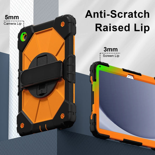 For Samsung Galaxy Tab A9+ Contrast Color Robot C2 Silicone Hybrid PC Tablet Case(Black Orange) by bashfashion