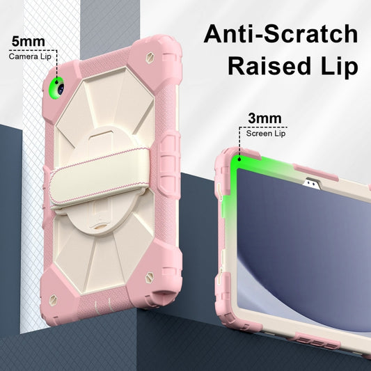 For Samsung Galaxy Tab A9+ Contrast Color Robot C2 Silicone Hybrid PC Tablet Case(Rose Gold Beige) by bashfashion