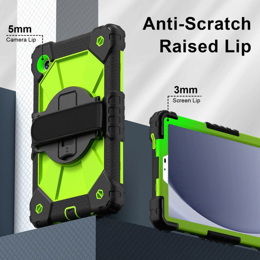 For Samsung Galaxy Tab A9 Contrast Color Robot C2 Silicone Hybrid PC Tablet Case(Black Yellow Green) by bashfashion