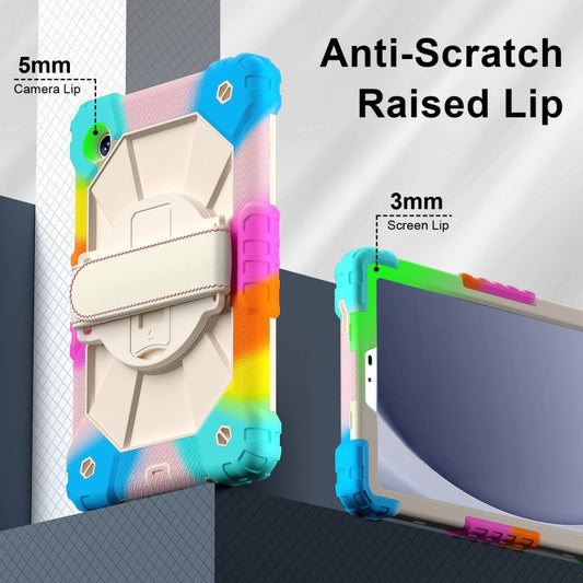 For Samsung Galaxy Tab A9 Contrast Color Robot C2 Silicone Hybrid PC Tablet Case(Colorful Blue) by bashfashion