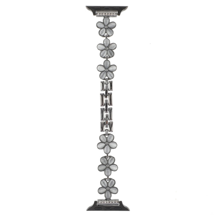 For Apple Watch Ultra 2 49mm 5-petaled Flower Zinc Alloy Chain Watch Band(Black) by bashfashion