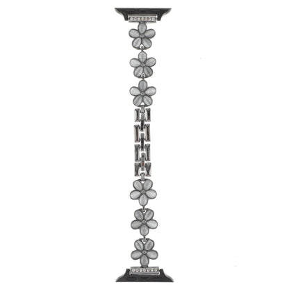 For Apple Watch Ultra 2 49mm 5-petaled Flower Zinc Alloy Chain Watch Band(Black) by bashfashion