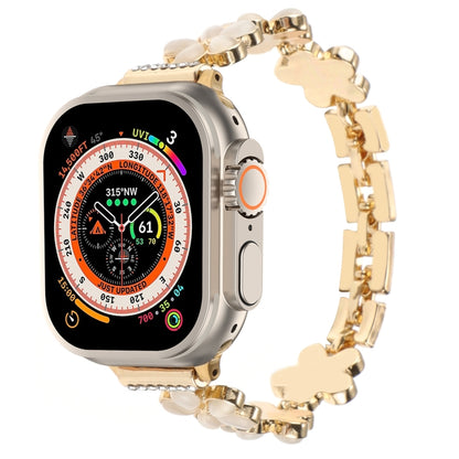 For Apple Watch Ultra 2 49mm 5-petaled Flower Zinc Alloy Chain Watch Band(Gold) by bashfashion