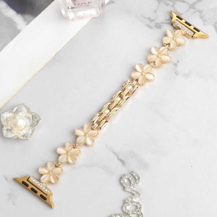 For Apple Watch Ultra 2 49mm 5-petaled Flower Zinc Alloy Chain Watch Band(Gold) by bashfashion