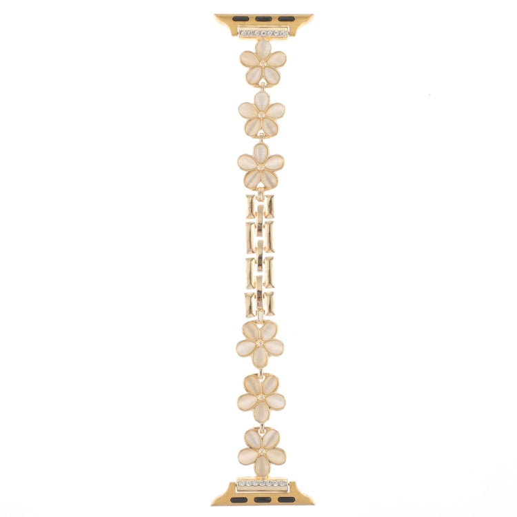 For Apple Watch Ultra 2 49mm 5-petaled Flower Zinc Alloy Chain Watch Band(Gold) by bashfashion