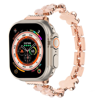 For Apple Watch Ultra 2 49mm 5-petaled Flower Zinc Alloy Chain Watch Band(Rose Gold) by bashfashion