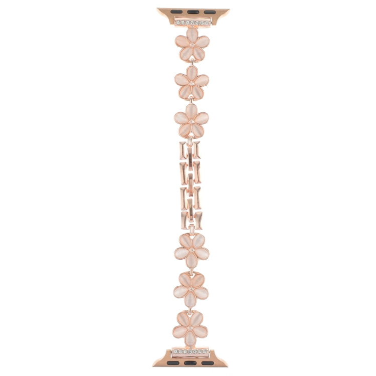 For Apple Watch Ultra 2 49mm 5-petaled Flower Zinc Alloy Chain Watch Band(Rose Gold) by bashfashion