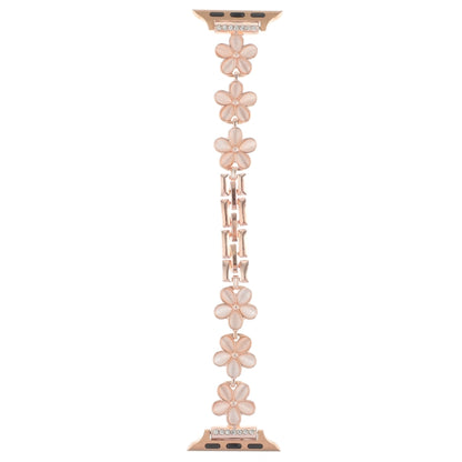 For Apple Watch Ultra 2 49mm 5-petaled Flower Zinc Alloy Chain Watch Band(Rose Gold) by bashfashion