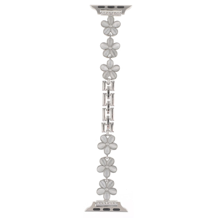 For Apple Watch Ultra 2 49mm 5-petaled Flower Zinc Alloy Chain Watch Band(Silver) by bashfashion