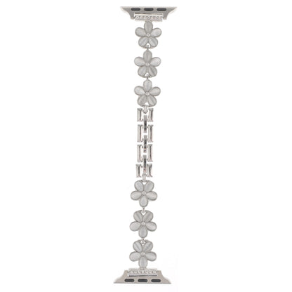 For Apple Watch Ultra 2 49mm 5-petaled Flower Zinc Alloy Chain Watch Band(Silver) by bashfashion