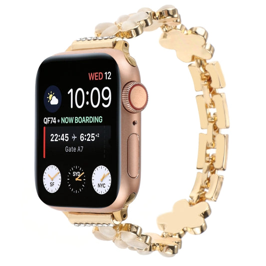 For Apple Watch Series 9 45mm 5-petaled Flower Zinc Alloy Chain Watch Band(Gold) by bashfashion