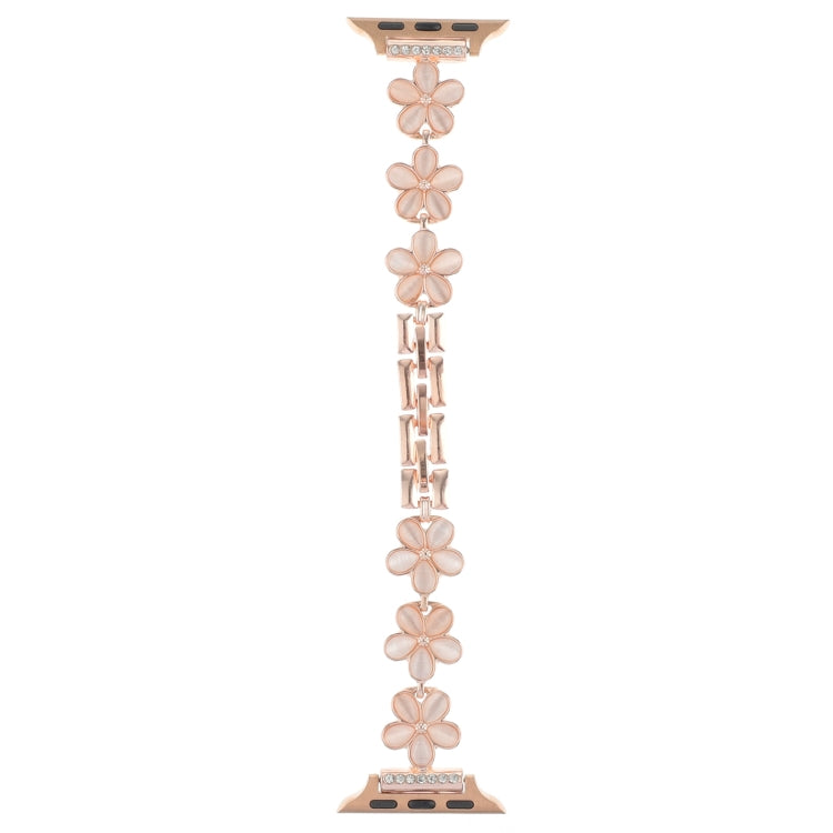For Apple Watch Ultra 49mm 5-petaled Flower Zinc Alloy Chain Watch Band(Rose Gold) by bashfashion