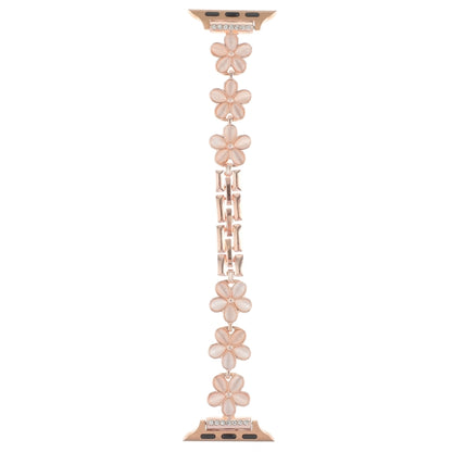 For Apple Watch Ultra 49mm 5-petaled Flower Zinc Alloy Chain Watch Band(Rose Gold) by bashfashion