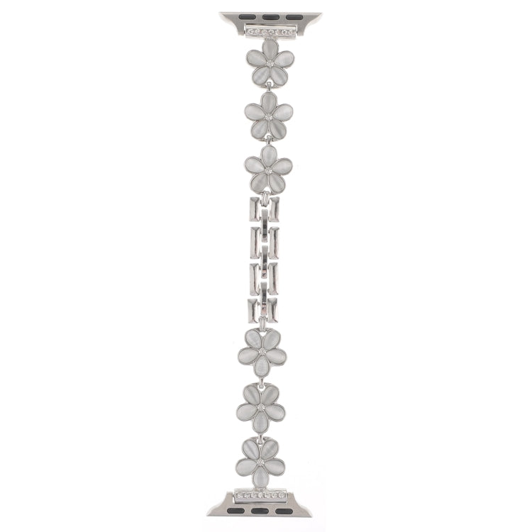 For Apple Watch Ultra 49mm 5-petaled Flower Zinc Alloy Chain Watch Band(Silver) by bashfashion