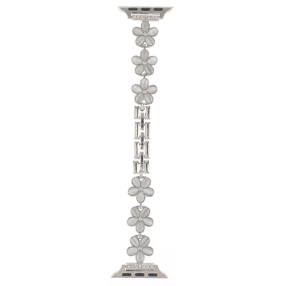 For Apple Watch Ultra 49mm 5-petaled Flower Zinc Alloy Chain Watch Band(Silver) by bashfashion