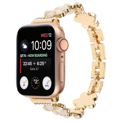 For Apple Watch Series 8 41mm 5-petaled Flower Zinc Alloy Chain Watch Band(Gold) by bashfashion