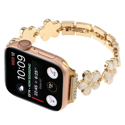 For Apple Watch SE 2022 44mm 5-petaled Flower Zinc Alloy Chain Watch Band(Gold) by bashfashion