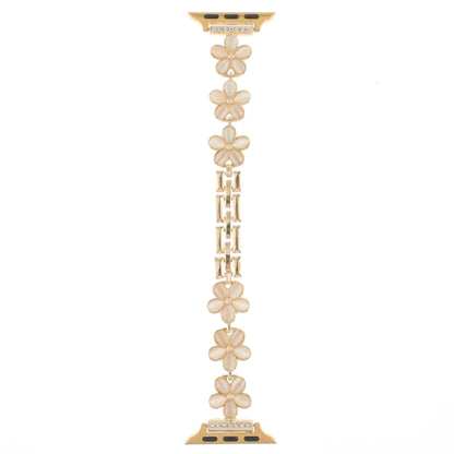 For Apple Watch Series 7 41mm 5-petaled Flower Zinc Alloy Chain Watch Band(Gold) by bashfashion