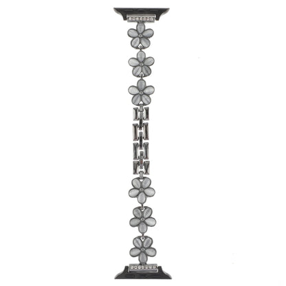 For Apple Watch Series 3 42mm 5-petaled Flower Zinc Alloy Chain Watch Band(Black) by bashfashion