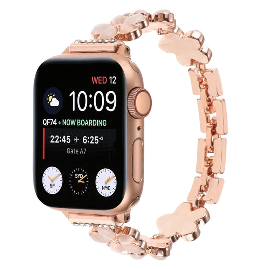 For Apple Watch Series 3 42mm 5-petaled Flower Zinc Alloy Chain Watch Band(Rose Gold) by bashfashion