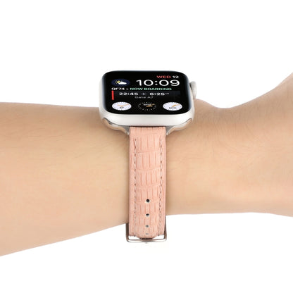For Apple Watch Ultra 2 49mm Slim Crocodile Leather Watch Band(Pink) by bashfashion