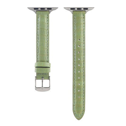 For Apple Watch Ultra 2 49mm Slim Crocodile Leather Watch Band(Light Green) by bashfashion