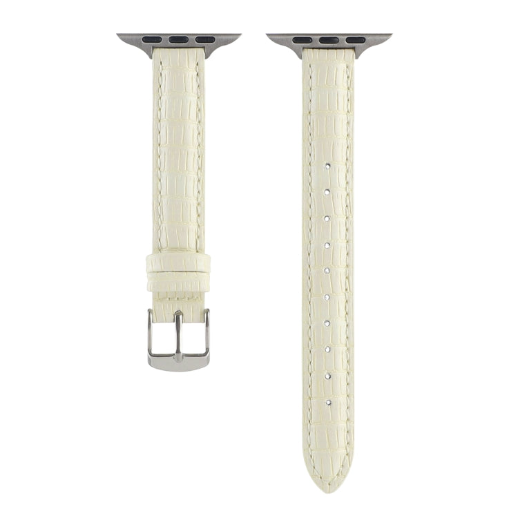 For Apple Watch Ultra 2 49mm Slim Crocodile Leather Watch Band(Beige) by bashfashion