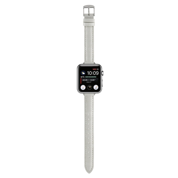 For Apple Watch Ultra 2 49mm Slim Crocodile Leather Watch Band(White) by bashfashion