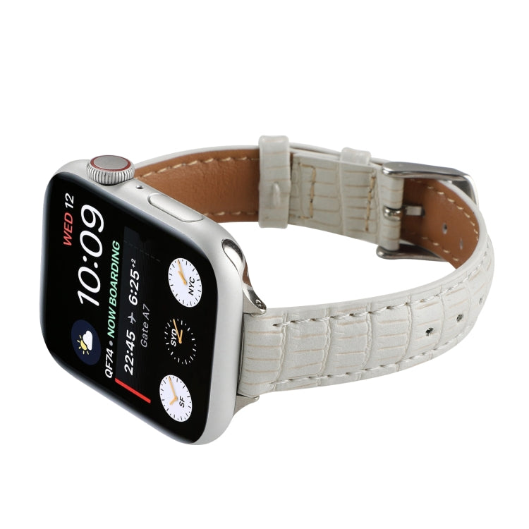 For Apple Watch Ultra 2 49mm Slim Crocodile Leather Watch Band(White) by bashfashion
