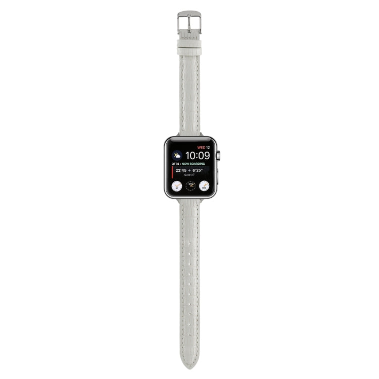 For Apple Watch Ultra 49mm Slim Crocodile Leather Watch Band(White) by bashfashion