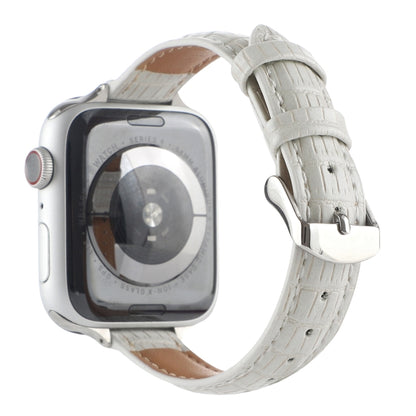 For Apple Watch Ultra 49mm Slim Crocodile Leather Watch Band(White) by bashfashion