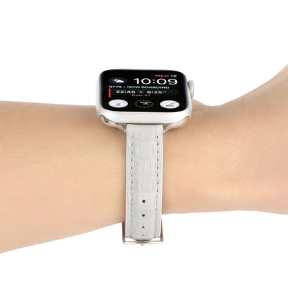 For Apple Watch Series 6 40mm Slim Crocodile Leather Watch Band(White) by bashfashion