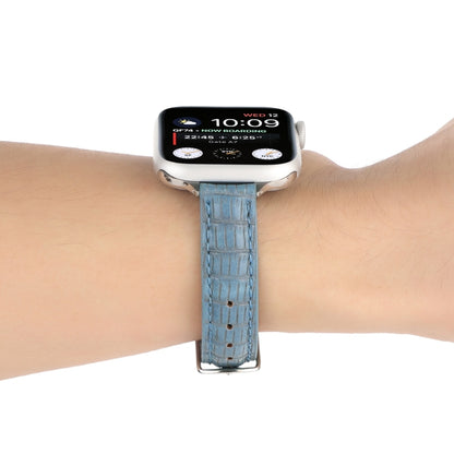 For Apple Watch Series 5 44mm Slim Crocodile Leather Watch Band(Light Blue) by bashfashion
