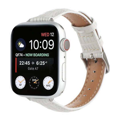 For Apple Watch Series 5 40mm Slim Crocodile Leather Watch Band(White) by bashfashion