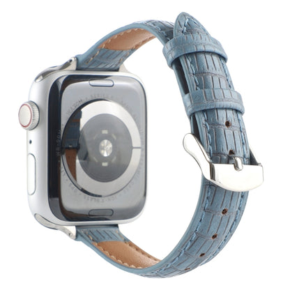 For Apple Watch Series 2 42mm Slim Crocodile Leather Watch Band(Light Blue) by bashfashion