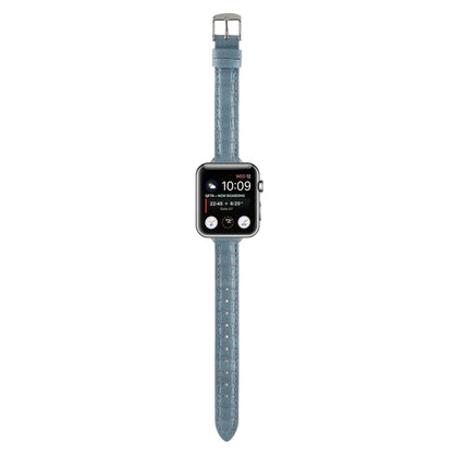 For Apple Watch Series 2 38mm Slim Crocodile Leather Watch Band(Light Blue) by bashfashion