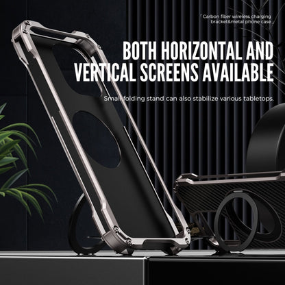 For iPhone 16 Pro R-JUST RJ51-1 Hollow Rotating Holder MagSafe Magnetic Metal Phone Case(Silver Grey) by R-JUST