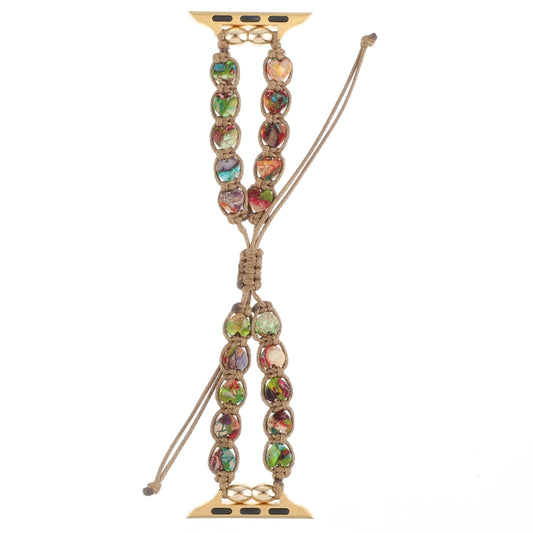 For Apple Watch Series 9 45mm Heart Stones Drawstring Chain Watch Band(Colorful) by bashfashion