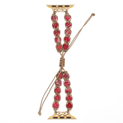 For Apple Watch Ultra 49mm Heart Stones Drawstring Chain Watch Band(Red) by bashfashion