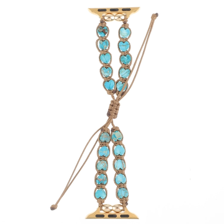 For Apple Watch Ultra 49mm Heart Stones Drawstring Chain Watch Band(Blue) by bashfashion